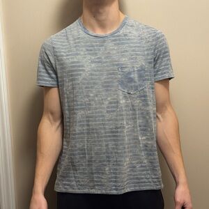 Burberry Distressed Men's Blue Striped T-Shirt